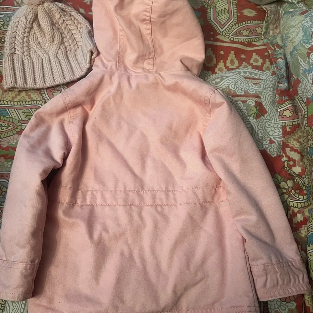 Pink Coat 2T Girls Faux Fur Lining Cat & Jack & Pink North-face Hat